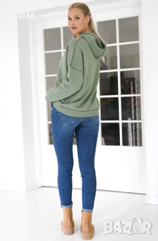 Суичър с качулка Missoni бледо зелен-сив, снимка 3 - Суичъри - 44574262