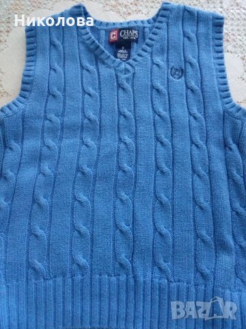 Пуловер без ръкав,плетен,син,за момче., снимка 1