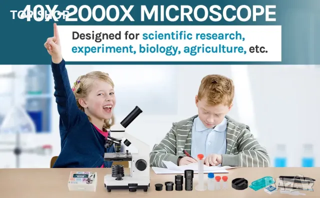 Биологичен микроскоп 250X-2000X Levcorzi, снимка 2 - Образователни игри - 48636595