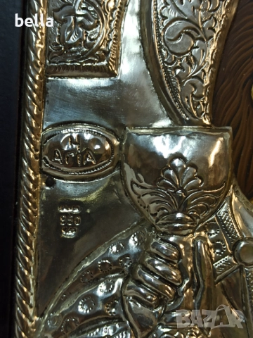 Сребърна масивна  икона на св.Варвара ,проба 950 размери 22/16 см сертификат , снимка 3 - Антикварни и старинни предмети - 52254691