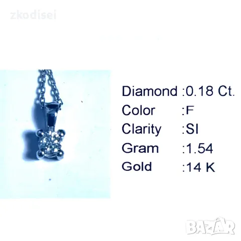 Златнo колие с диаманти 0,18Ct. чистота:SI 50см. модел:42879-6, снимка 2 - Колиета, медальони, синджири - 55831277