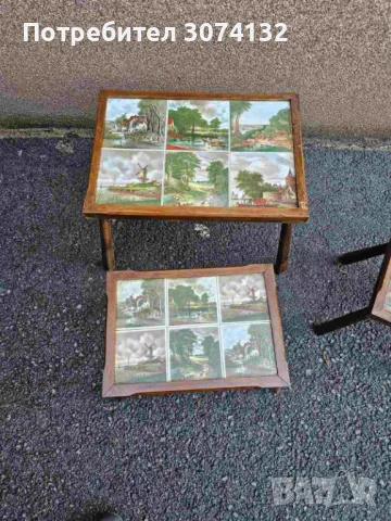 Масички 3в1 с плочки в ретро стил, снимка 3 - Маси - 49029387