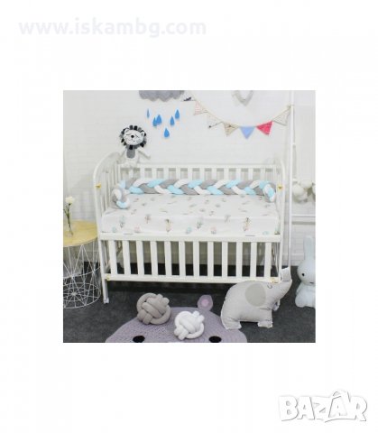 Мек памучен обиколник за детско легло, кошара, креватче, плетен обиколник с 3 цвята - код 2487, снимка 14 - Други - 33938887