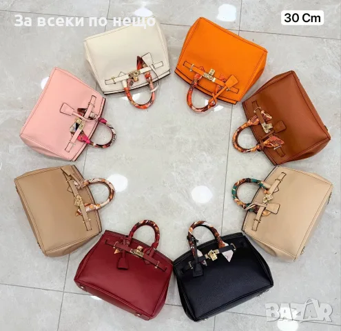 Hermes Birkin Луксозна Дамска Чанта С Декоративен Шал - Различни Цветове Код SEM-795
