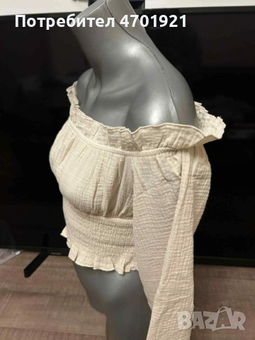 Дамска бежова блуза, снимка 2 - Корсети, бюстиета, топове - 53136963