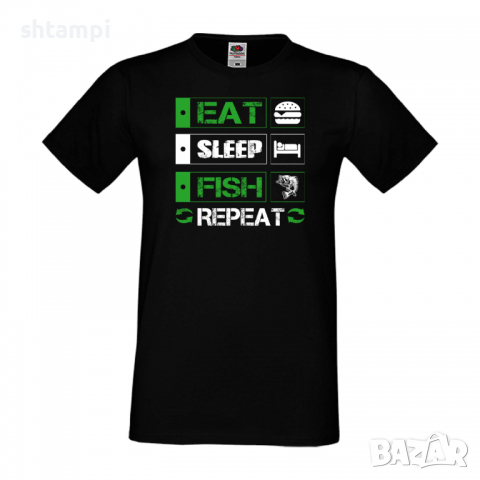 Мъжка тениска Fish 2,Sleep,Fish,Anime,Repeat,Ядене,Спане,Риба,Подарък,Повторение,Празник,, снимка 8 - Тениски - 36418990