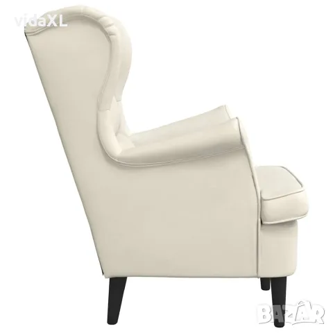 vidaXL Фотьойл, кремавобял, кадифе, снимка 5 - Дивани и мека мебел - 56146800
