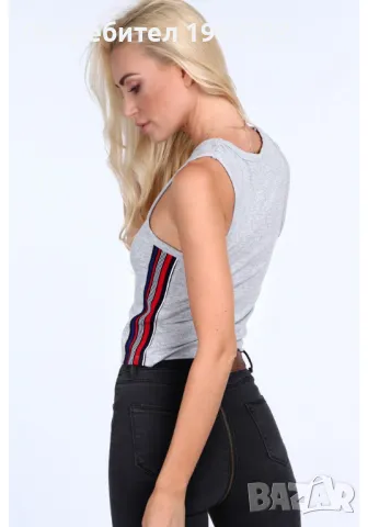 Дамски топ с широки презрамки в сив цвят 0300