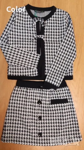 Детски комплект за момиче пепит-сако и пола