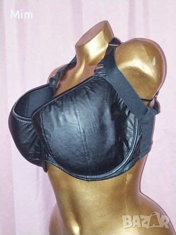 Scanlilly 85 K Черен кожен сутиен за много едра дама , снимка 4 - Бельо - 53577866