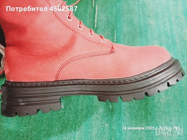 Червени високи ботуши, снимка 4 - Дамски ботуши - 52894421