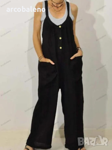 Дамски гащеризон с джобове и плътна еластична лента с копчета. Големи размери, 2цвята , снимка 5 - Гащеризони - 44929259