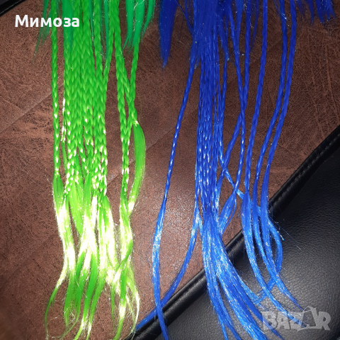 Неоново зелен и син  с ластик за коса с плитки , снимка 3 - Аксесоари за коса - 36155134
