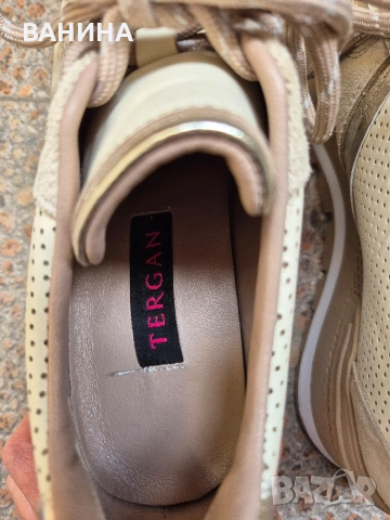 TERGAN ДАМСКИ СНИКЪРСИ С МОДЕРНА ВИЗИЯ В БЕЖОВ ЦВЯТ И ЗЛАТЕН БЛЯСЪК, снимка 12 - Маратонки - 53603061