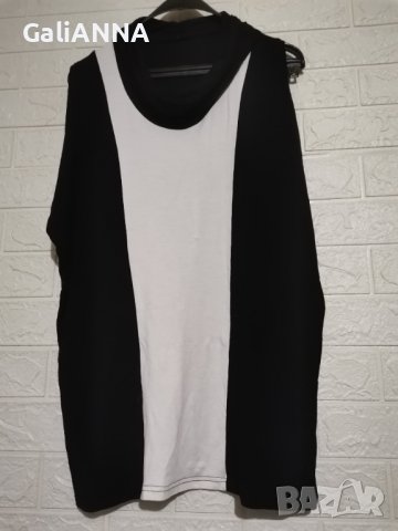 СТРАХОТНА ЧЕРНО БЯЛА ТУНИКА БЕЗ РЪКАВ 2XL-3XL
