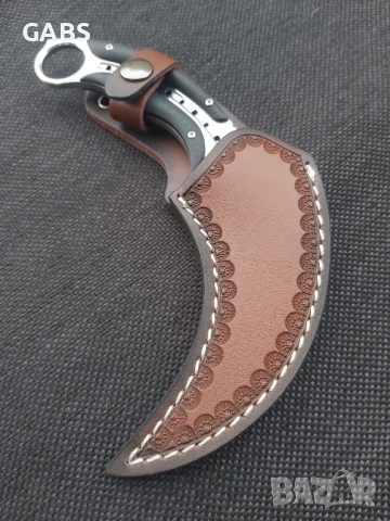 Дизайнерски карамбит Todd Begg с кания от телешки бланк, снимка 6 - Ножове - 50668417