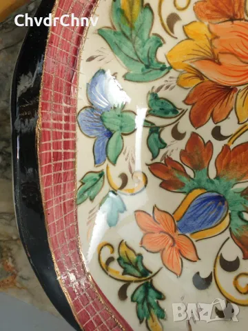 H.Bequet Quaregnon 35см/БЕКЕТ стара белгийска порцеланова фруктиера-купа-чиния с дръжки, снимка 6 - Пана - 48786465