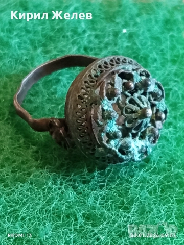 Възрожденски сребърен пръстен филигранна изработка с гранулация ювелирна изработка 24469, снимка 5 - Пръстени - 52960907