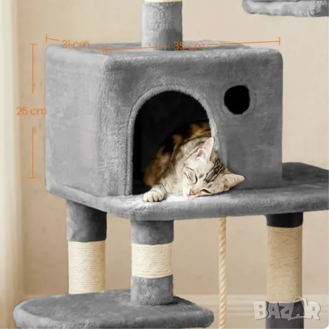 Многоетажна чесалка за котки с хамак и къщичка. , снимка 5 - За котки - 55828182