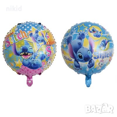 Лило и Стич stitch двустранен кръгъл фолио фолиев балон хелий или въздух парти рожден ден, снимка 4 - Други - 41588488