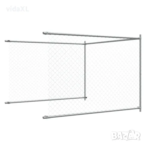 vidaXL Кучешка клетка с врата сива 4x2x1,5 м поцинкована стомана, снимка 8 - За кучета - 56146775