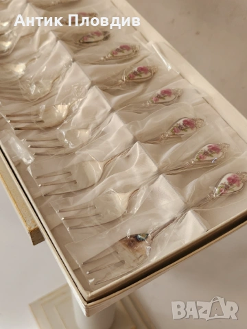 Винтидж комплект десертни вилички и лъжички – Japan, снимка 3 - Прибори за хранене, готвене и сервиране - 53722547