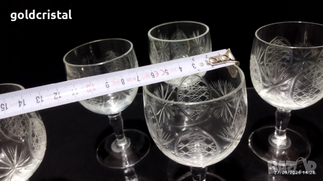 стари стъклени чаши гравирани , снимка 3 - Антикварни и старинни предмети - 51887732