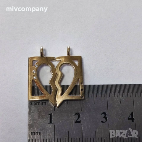 Златна висулка(сърце) 2 части 3.14гр., снимка 6 - Колиета, медальони, синджири - 53684026