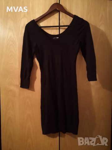 Нова H&M XS есенна рокля с дълъг ръкав по тялото черна