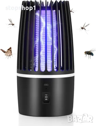 DJROLL Електрически убиец на комари, 2 в 1 USB акумулаторен преносим убиец на мухи с UV лампа, 360° , снимка 2 - Други - 48718503