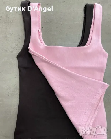 Basic top в два цвята с двойна предна част от стегната материя 