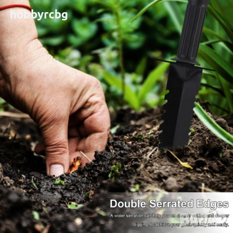 Нож - копач от въглеродна стомана със странични заострени зъби и ергономична дръжка, снимка 4 - Градински инструменти - 36350984