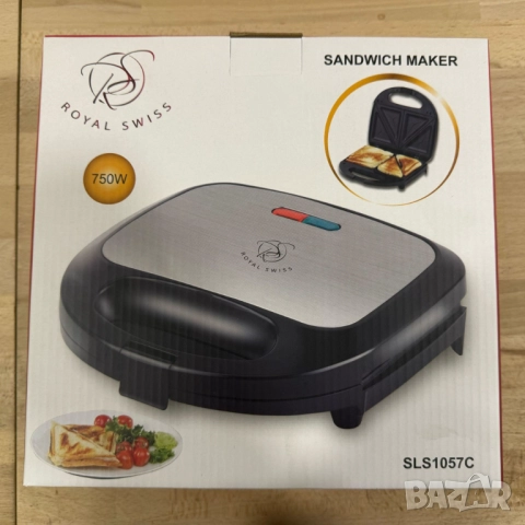 Уред за сандвичи Royal Swiss SLS1057C, 750W, незалепващи плочи, регулирем термостат, снимка 3 - Друга електроника - 52137383