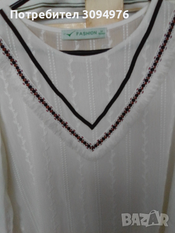 Кенарена бяла блузка, снимка 2 - Блузи с дълъг ръкав и пуловери - 36322532
