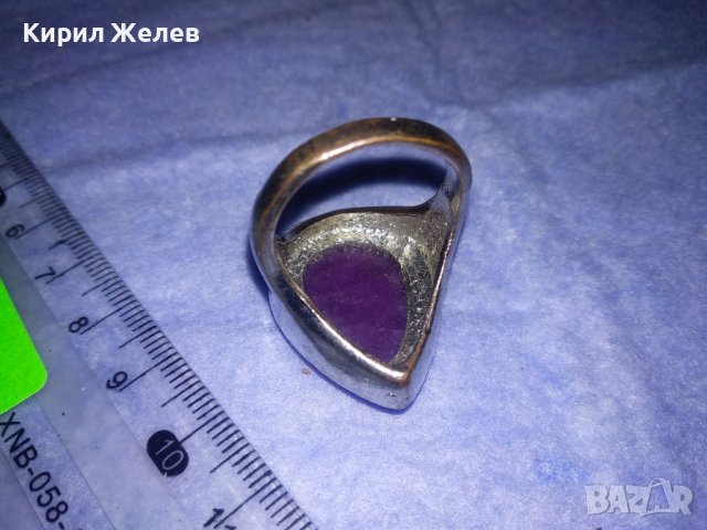 КАПКОВИДЕН МЕДЕН ПОСРЕБРЕН ИЗЯЩЕН ВИНТИДЖ АРТ ПРЪСТЕН с ЮВЕЛИНО ФАСЕТИРАН МИНЕРАЛ АМЕТИСТ 36959, снимка 8 - Пръстени - 39714991