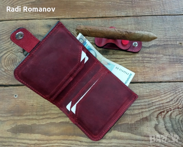 Ръчно изработен мъжки кожен портфейл , снимка 3 - Портфейли, портмонета - 52036075