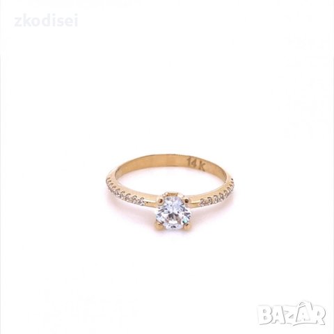 Златен дамски пръстен 1,62гр. размер:52 14кр. проба:585 модел:22046-2, снимка 1 - Пръстени - 44215492