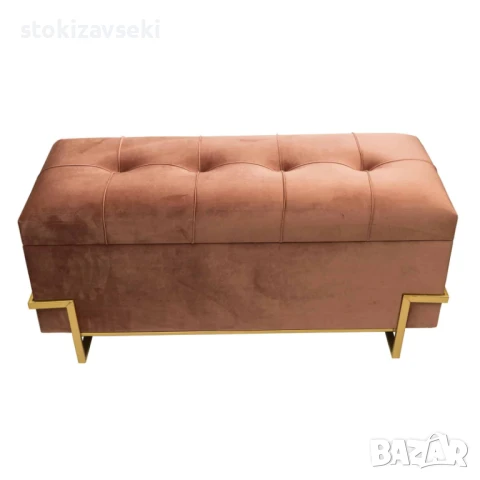 Плюшена табуретка с място за съхранение, 2 размера, снимка 3 - Дивани и мека мебел - 51220384