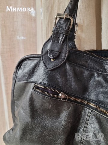 BON' A PARTE естествена кожа, черна чанта  с много джобчета, снимка 13 - Чанти - 41042803