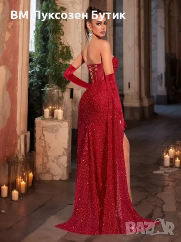 👑 Лимитирана луксозна рокля с блясък – уникален модел от BM Луксозен Бутик 👑, снимка 2 - Рокли - 51402906
