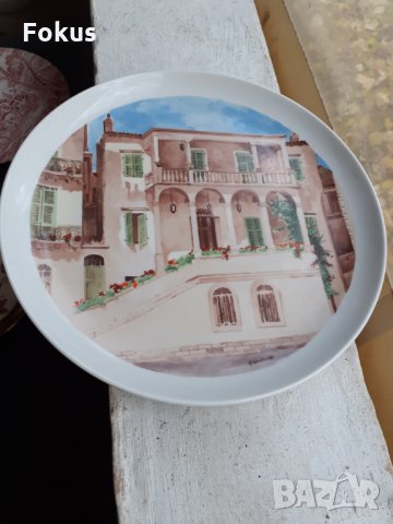Гръцка порцеланова чиния за стена, снимка 2 - Антикварни и старинни предмети - 34752025