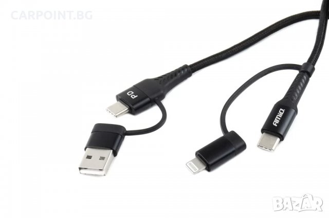 МУЛТИКАБЕЛ ЗА ТЕЛЕФОН USB C-USB C IOS USB A FULLLINK 100СМ UC-15 02547 1БР., снимка 2 - USB кабели - 38608802