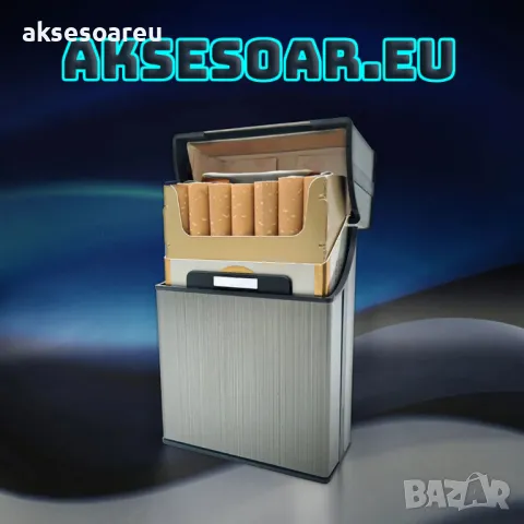 Качествена унисекс Джобна кутия за цигари калъф от алуминиева сплав табакера за пушачи за Подарък, снимка 7 - Табакери - 50233244