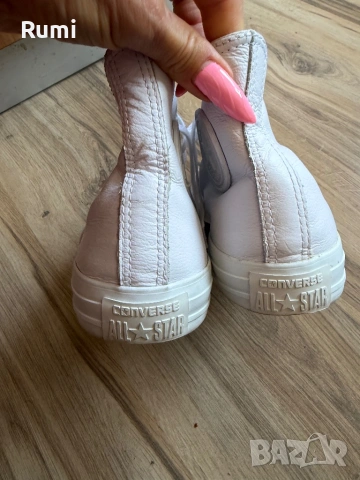 Оригинални кожени високи бели кецове Converse! 39 н, снимка 6 - Кецове - 24980084