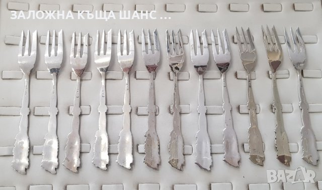 Винтидж комплект 12 бр красиви десертни вилици от сребро 800 проба, снимка 3 - Други ценни предмети - 40406585
