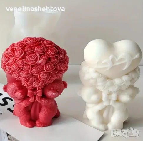 3 модела 3D мечета с букет рози или сърце Силиконов молд за свещи гипс сапун , снимка 4 - Форми - 48227959