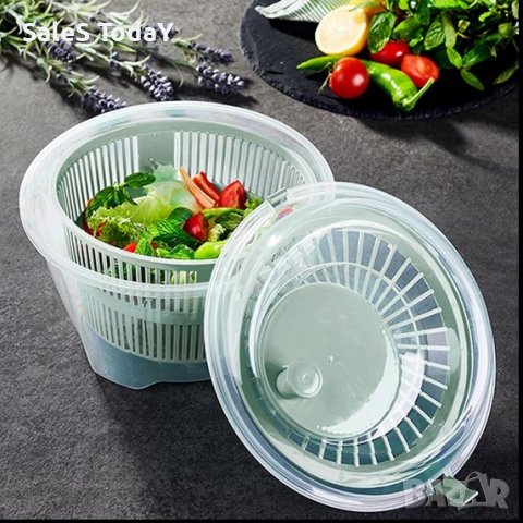 Цедка - центрофуга за зеленчуци,Ръчна, пластмасова, зелена 4.4л, снимка 2 - Други - 41971967