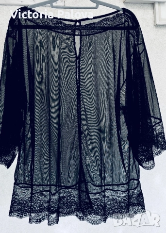 Ефирна черна блуза тюл с дантела, снимка 15 - Корсети, бюстиета, топове - 52234601