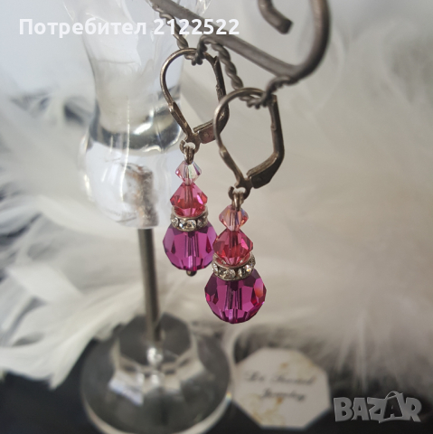 Висящи обеци с кристали или перли Сваровски., снимка 7 - Обеци - 36407420