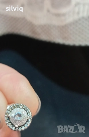 сребърен пръстен и обеци пандора , снимка 6 - Обеци - 53446148